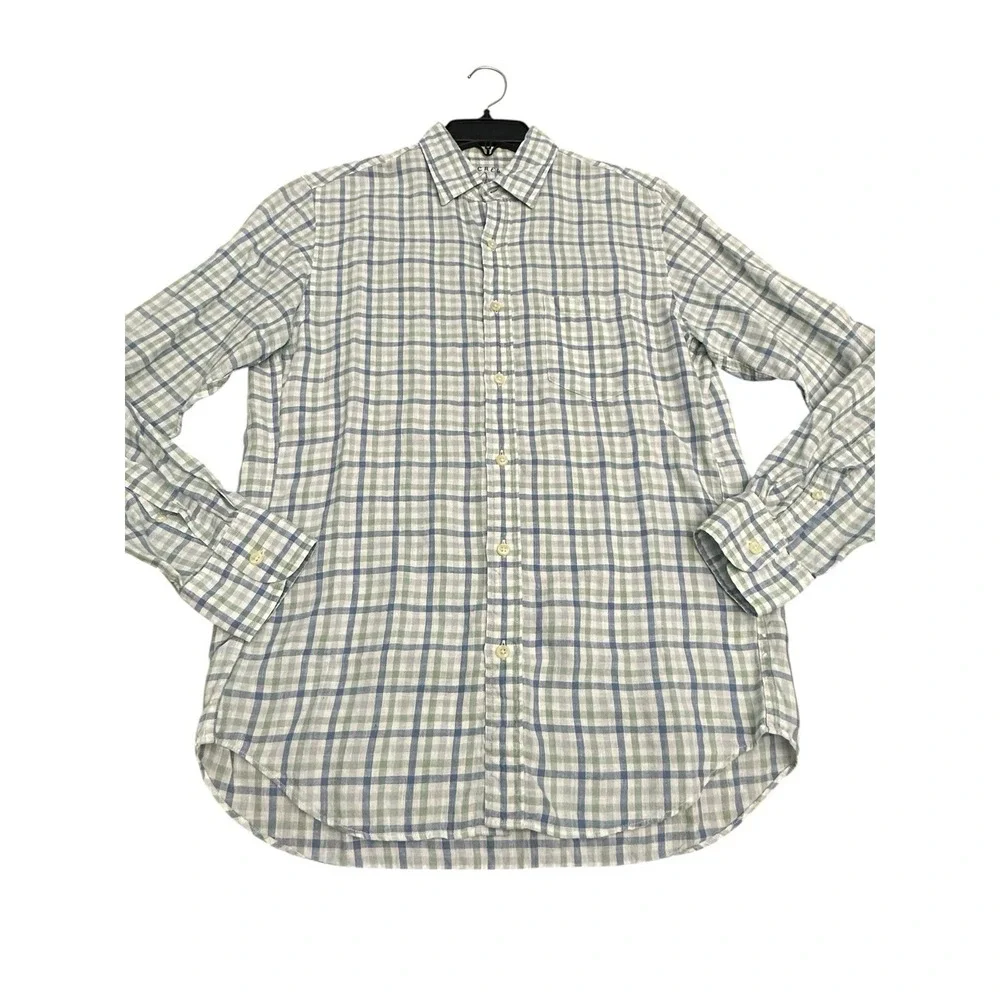 J. Crew Classic 100%‎ Irish Linen Gingham Plaid Check Shirt Men's Sz Small #A1-7